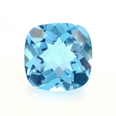 SWISS BLUE TOPAZ CHECKER CUT CUSHION 8MM 2.51 Cts.