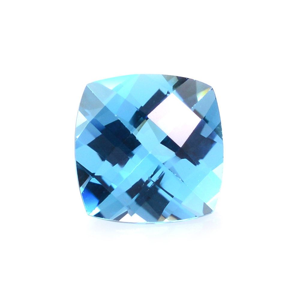SWISS BLUE TOPAZ CHECKER CUT CUSHION 7MM 1.74 Cts.