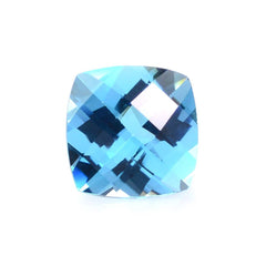SWISS BLUE TOPAZ CHECKER CUT CUSHION 7MM 1.74 Cts.