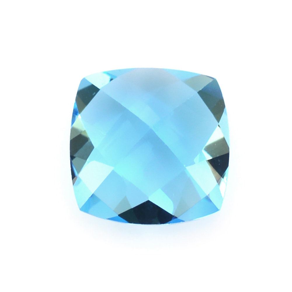 SWISS BLUE TOPAZ CHECKER CUT CUSHION 7MM 1.74 Cts.
