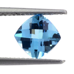 SWISS BLUE TOPAZ CHECKER CUT CUSHION 7MM 1.74 Cts.
