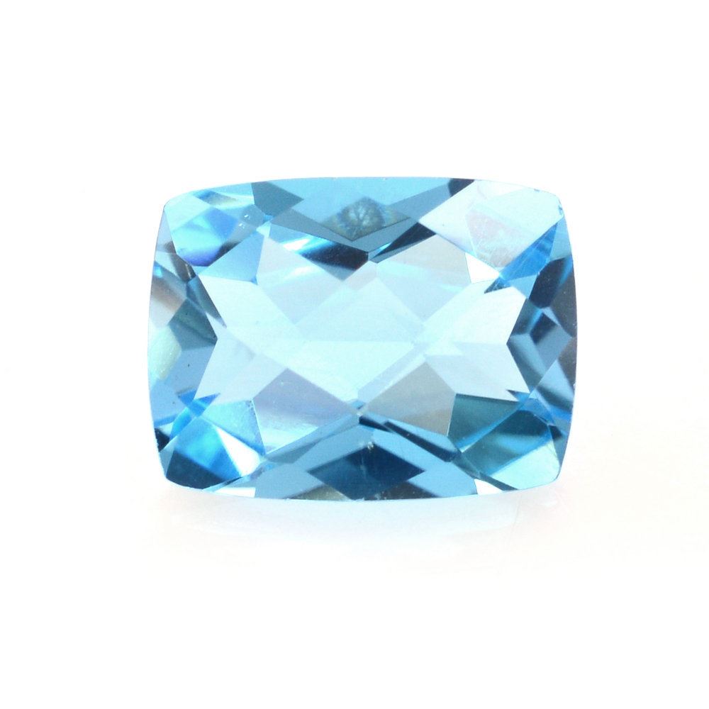 SWISS BLUE TOPAZ CHECKER CUT CUSHION 8X6MM 1.80 Cts.