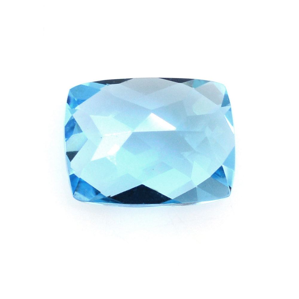 SWISS BLUE TOPAZ CHECKER CUT CUSHION 8X6MM 1.80 Cts.