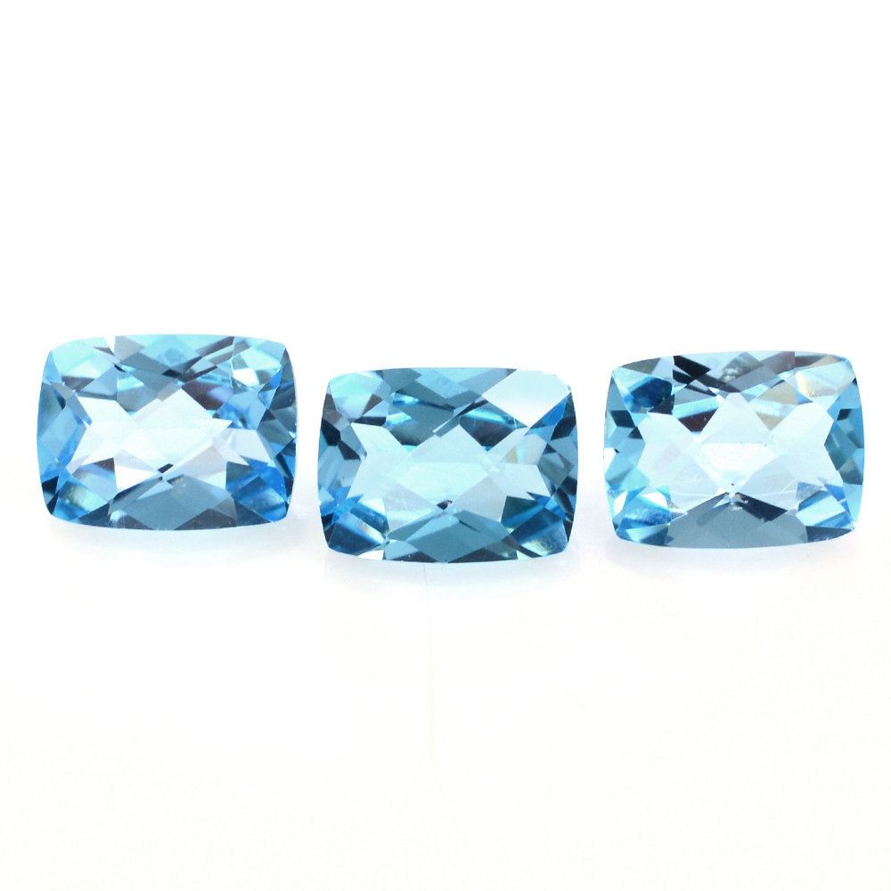 SWISS BLUE TOPAZ CHECKER CUT CUSHION 8X6MM 1.80 Cts.