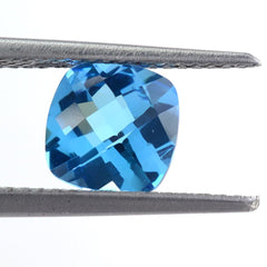 SWISS BLUE TOPAZ CHECKER CUT CUSHION 7MM 1.61 Cts.