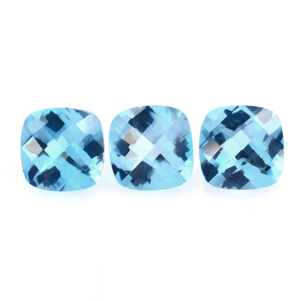 SWISS BLUE TOPAZ CHECKER CUT CUSHION 7MM 1.61 Cts.