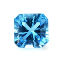 SWISS BLUE TOPAZ CONCAVE ASSCHER CUT SQUARE - OCTAGON (DES#139)6MM 1.24 Cts.