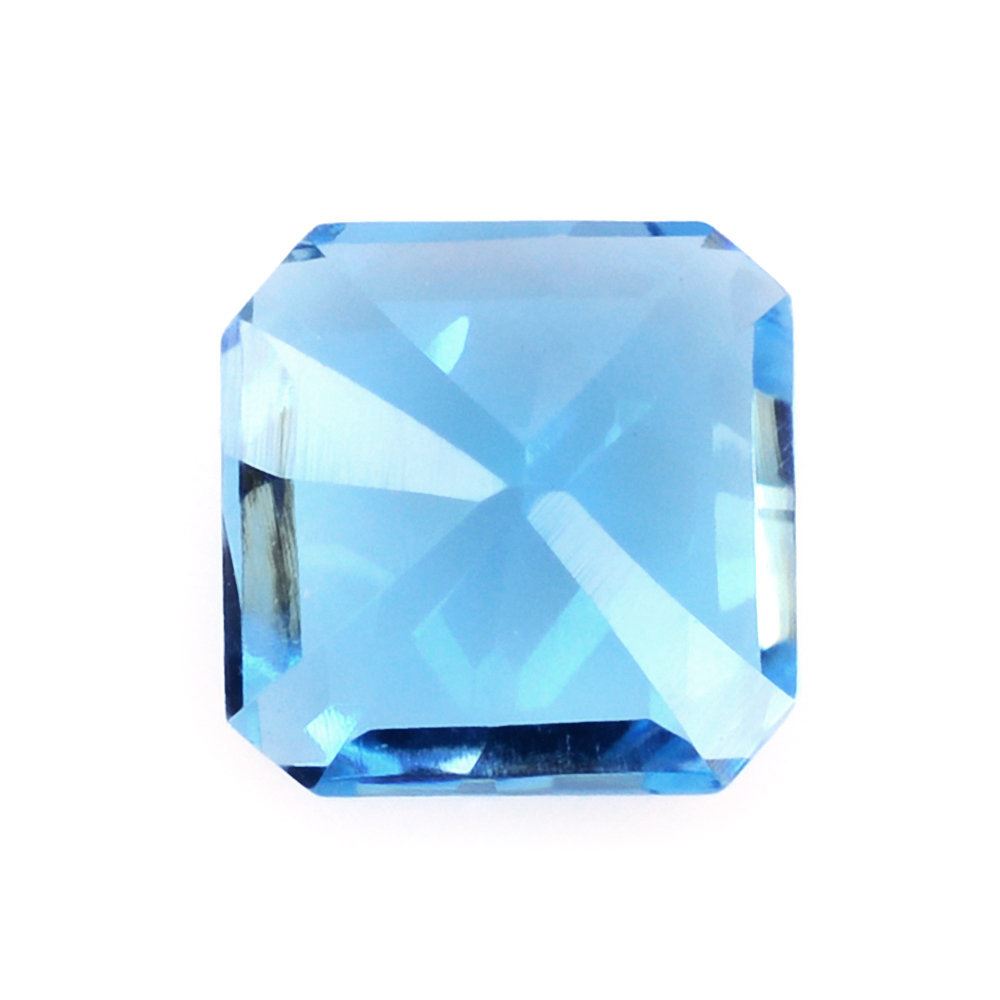 SWISS BLUE TOPAZ CONCAVE ASSCHER CUT SQUARE - OCTAGON (DES#139)6MM 1.24 Cts.