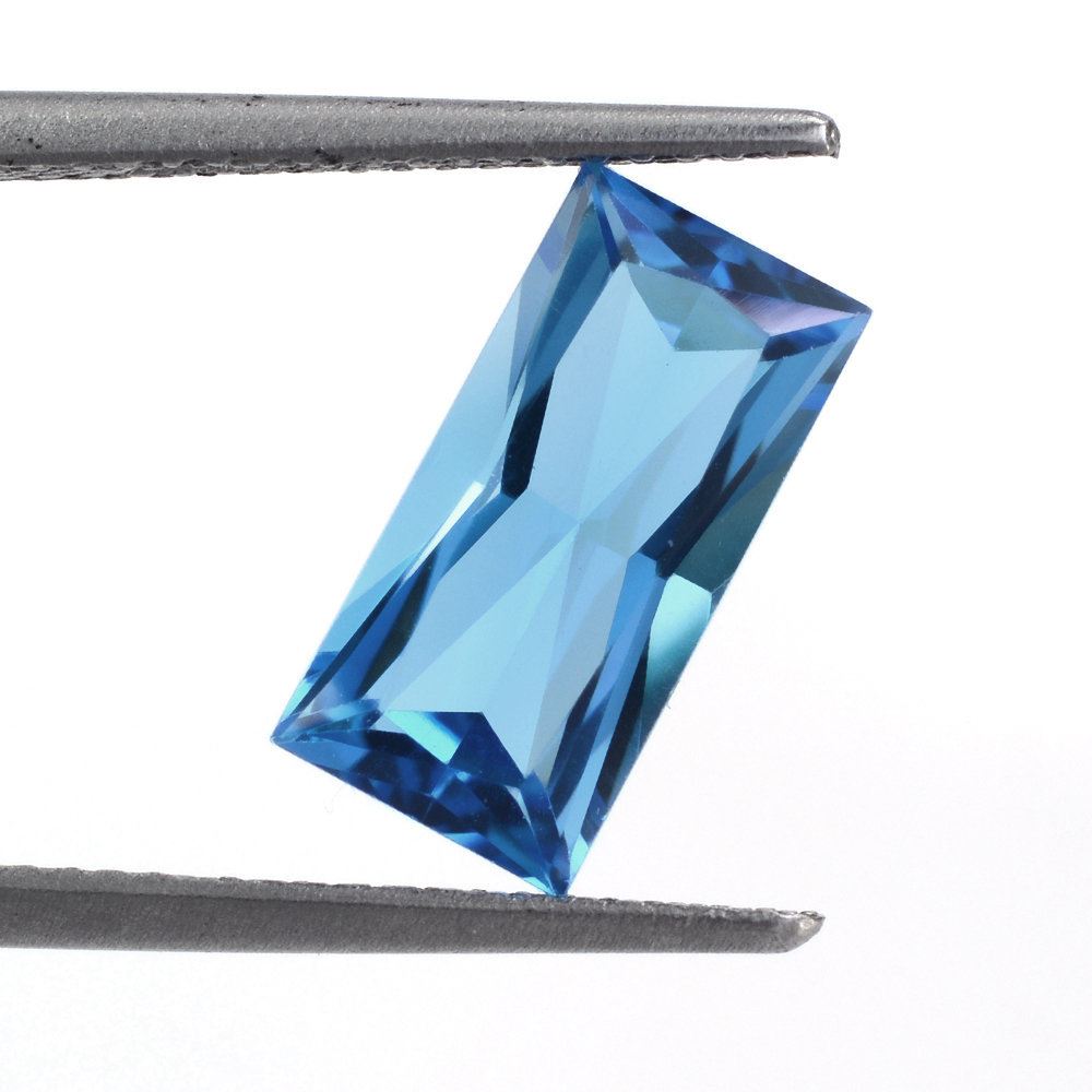 SWISS BLUE TOPAZ PRINCESS CUT BAGUETTE 12X6MM 3.26 Cts.