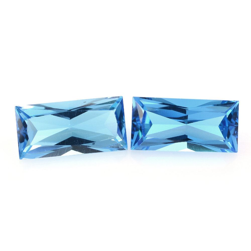 SWISS BLUE TOPAZ PRINCESS CUT BAGUETTE 12X6MM 3.26 Cts.