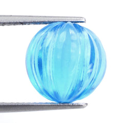 SWISS BLUE TOPAZ MELON CARVED BALLS (FULL DRILL) (DES#70) 11MM 11.50 Cts.