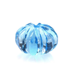 SWISS BLUE TOPAZ MELON CARVED BALLS (FULL DRILL) 8.50MM 3.83 Cts.