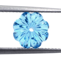 SWISS BLUE TOPAZ MELON CARVED BALLS (FULL DRILL) 8.50MM 3.83 Cts.