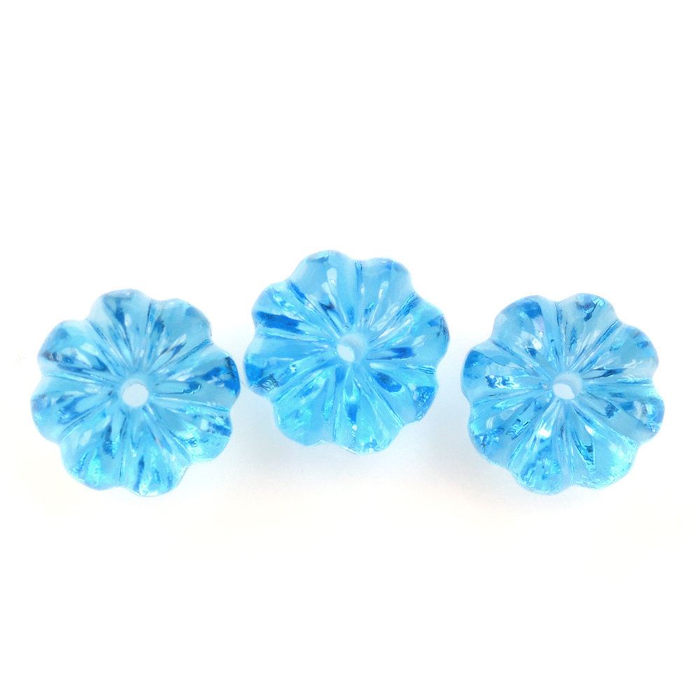 SWISS BLUE TOPAZ MELON CARVED BALLS (FULL DRILL) 8.50MM 3.83 Cts.