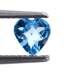 SWISS BLUE TOPAZ CHECKER CUT HEART 5MM 0.56 Cts.