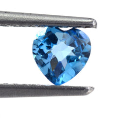 SWISS BLUE TOPAZ CHECKER CUT HEART 5MM 0.53 Cts.