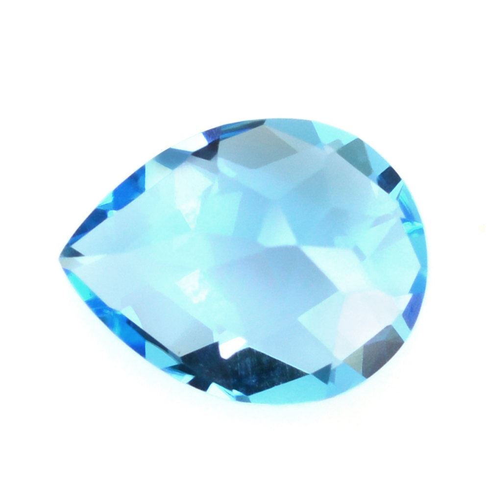 SWISS BLUE TOPAZ CHECKER CUT PEAR 10X8MM 2.65 Cts.