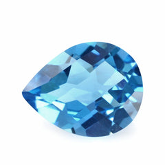 SWISS BLUE TOPAZ CHECKER CUT PEAR 10X8MM 2.45 Cts.