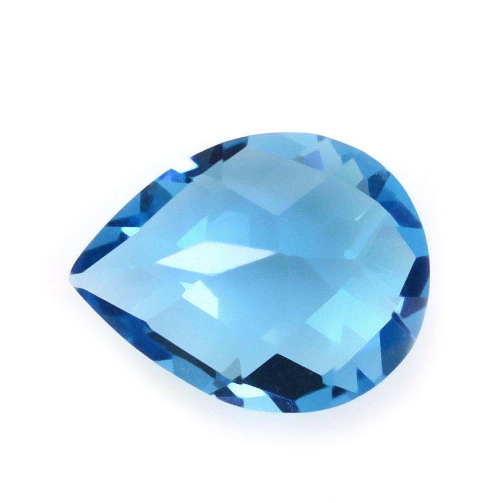 SWISS BLUE TOPAZ CHECKER CUT PEAR 10X8MM 2.45 Cts.