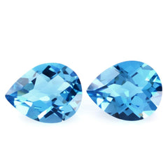 SWISS BLUE TOPAZ CHECKER CUT PEAR 10X8MM 2.45 Cts.