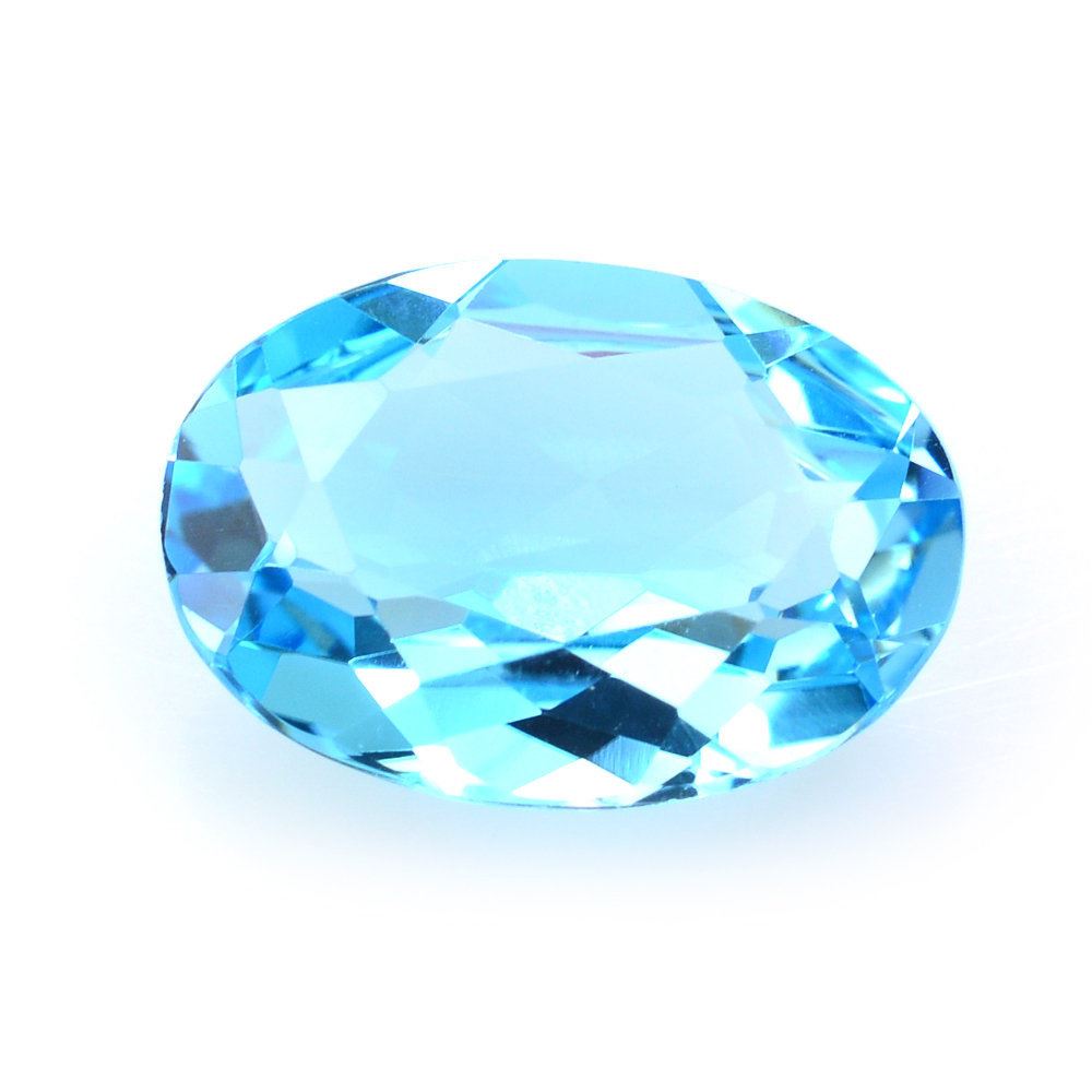 SWISS BLUE TOPAZ CUT OVAL 14X10MM 6.15 Cts.