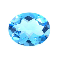 SWISS BLUE TOPAZ CHECKER CUT OVAL 10X8MM 2.90 Cts.