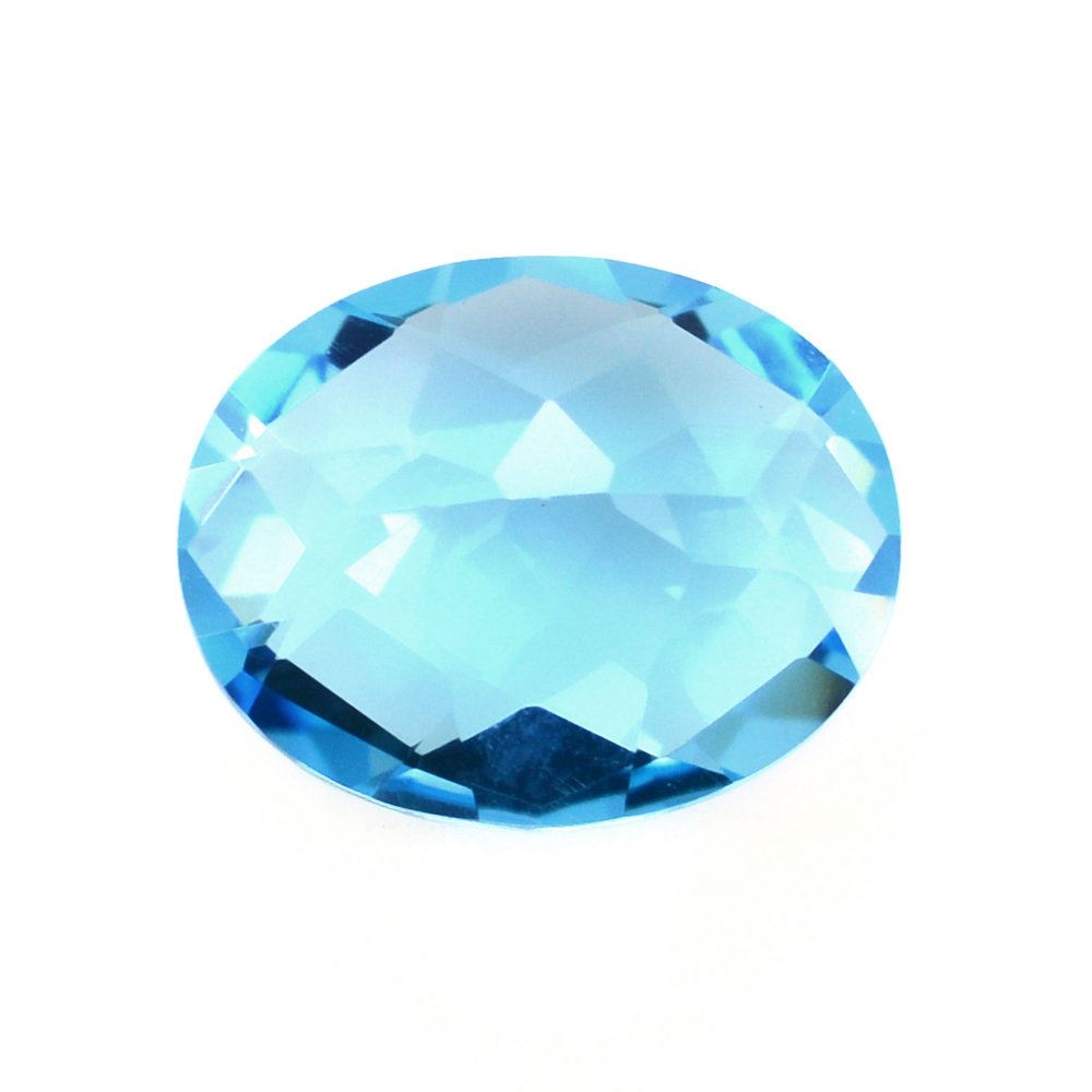 SWISS BLUE TOPAZ CHECKER CUT OVAL 10X8MM 2.90 Cts.