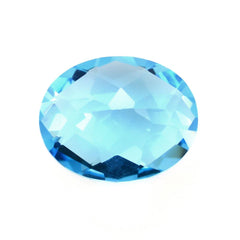 SWISS BLUE TOPAZ CHECKER CUT OVAL 10X8MM 2.90 Cts.