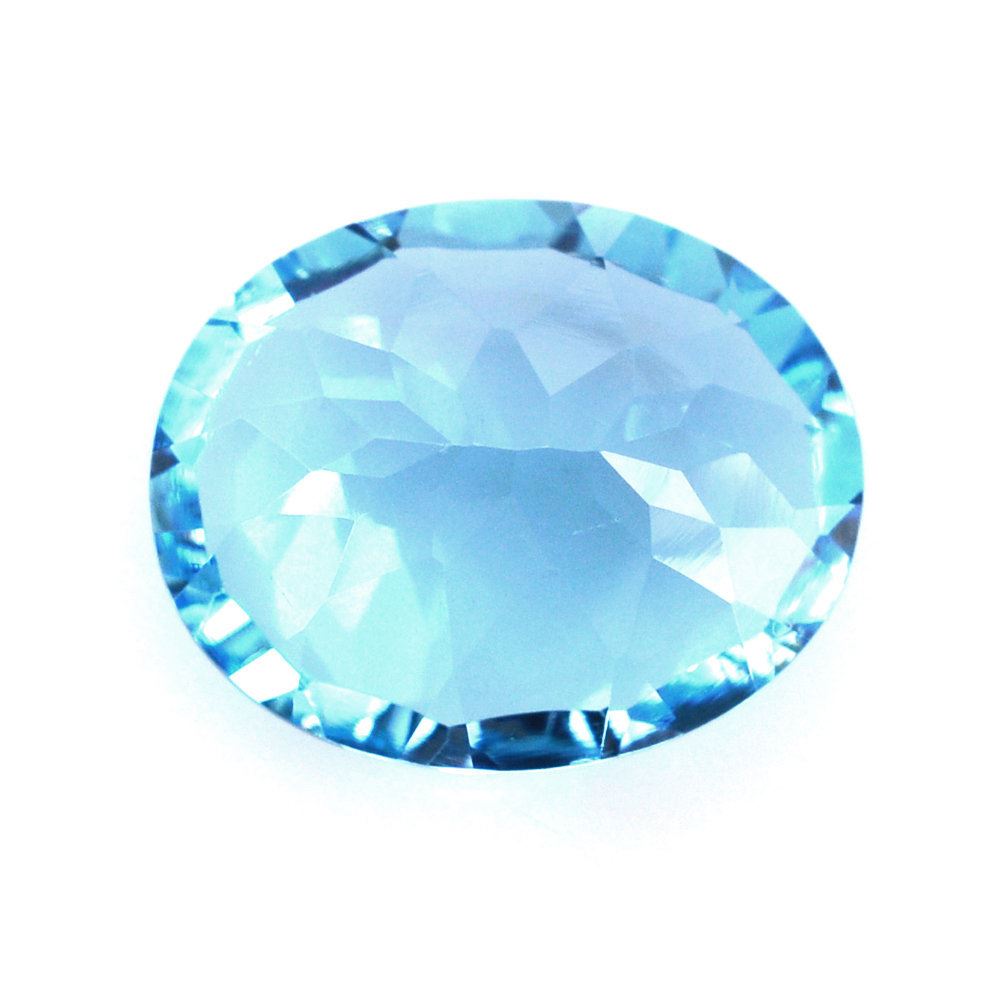 SWISS BLUE TOPAZ CONCAVE CUT OVAL 10X8MM 3.21 Cts.