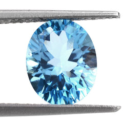 SWISS BLUE TOPAZ CONCAVE CUT OVAL 10X8MM 3.21 Cts.