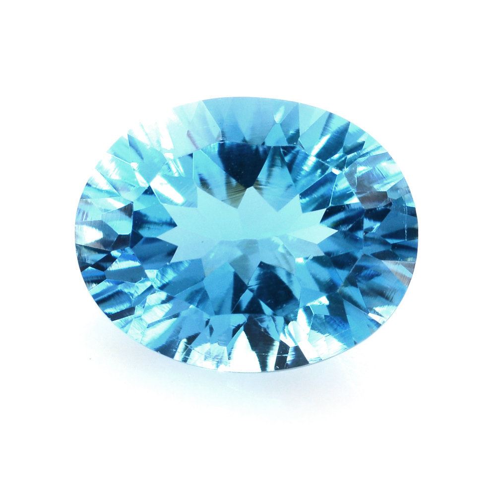 SWISS BLUE TOPAZ CONCAVE CUT OVAL 10X8MM 2.92 Cts.