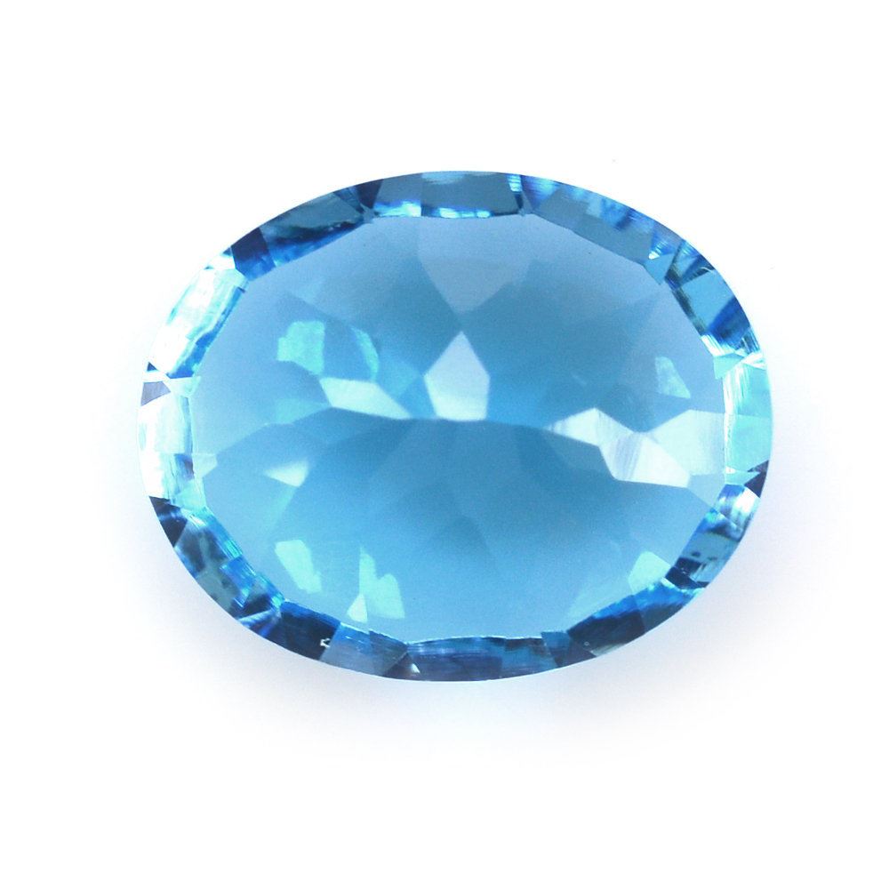 SWISS BLUE TOPAZ CONCAVE CUT OVAL 10X8MM 2.92 Cts.