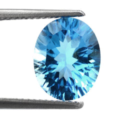 SWISS BLUE TOPAZ CONCAVE CUT OVAL 10X8MM 2.92 Cts.