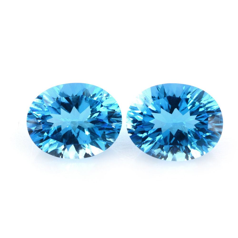 SWISS BLUE TOPAZ CONCAVE CUT OVAL 10X8MM 2.92 Cts.