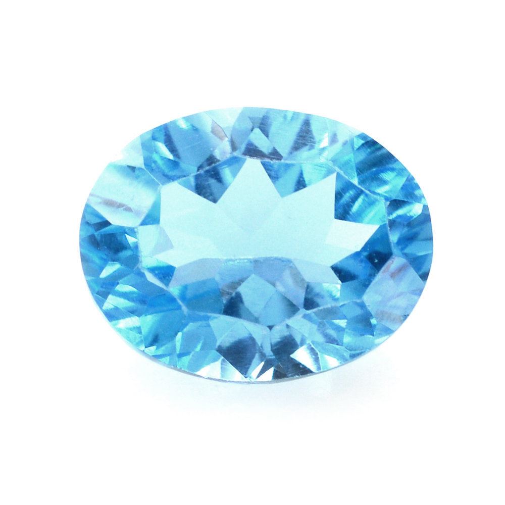 SWISS BLUE TOPAZ CONCAVE CUT OVAL 9X7MM 2.30 Cts.