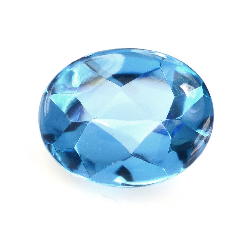 SWISS BLUE TOPAZ BUFFTOP OVAL 10X8MM 2.87 Cts.