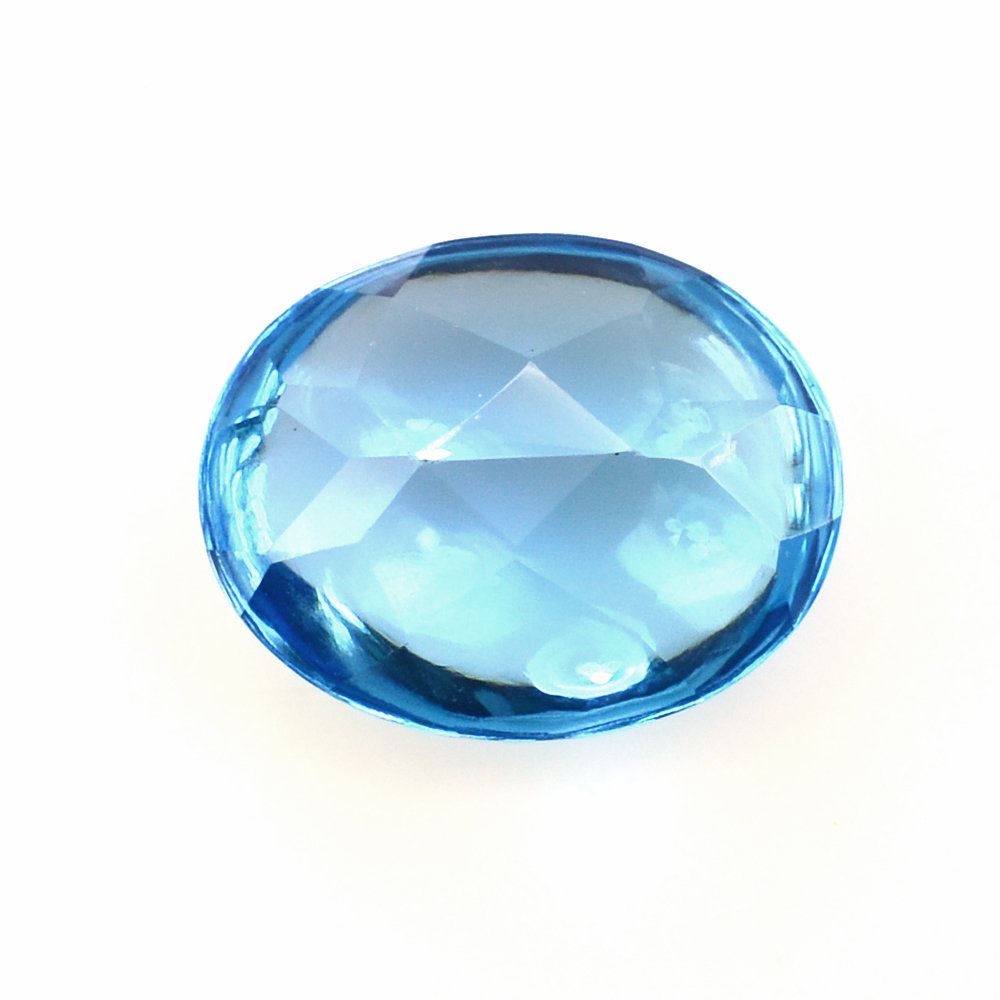 SWISS BLUE TOPAZ BUFFTOP OVAL 10X8MM 2.87 Cts.