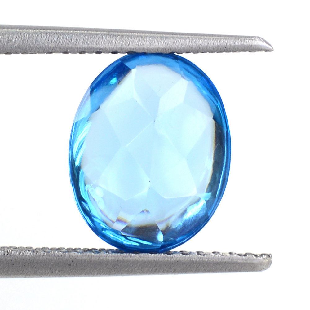 SWISS BLUE TOPAZ BUFFTOP OVAL 10X8MM 2.87 Cts.