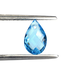 SWISS BLUE TOPAZ CHECKER BRIOLETTE CUT PEAR (FULL DRILL) 9X6MM 1.60 Cts.