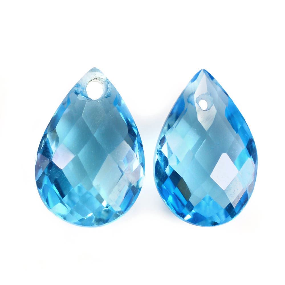 SWISS BLUE TOPAZ CHECKER BRIOLETTE CUT PEAR (FULL DRILL) 9X6MM 1.60 Cts.