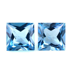 SWISS BLUE TOPAZ PRINCESS CUT SQUARE 5MM 0.75 Cts.