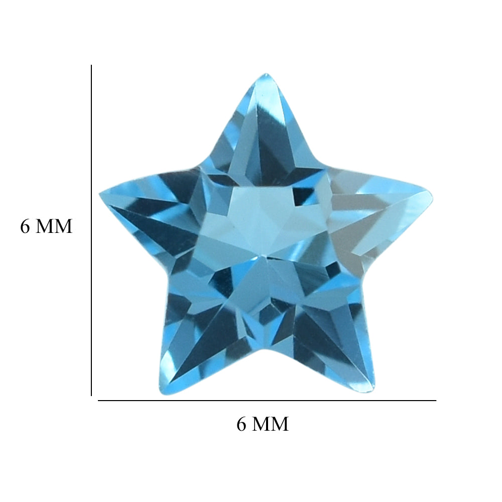 SWISS BLUE TOPAZ CUT STAR 6MM (TH.3.90-4.30MM) 0.84 Cts.