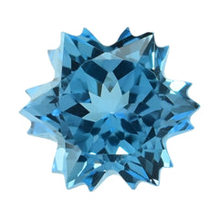 SWISS BLUE TOPAZ CUT SNOWFLAKE SHAPE 8MM 2.72 Cts.