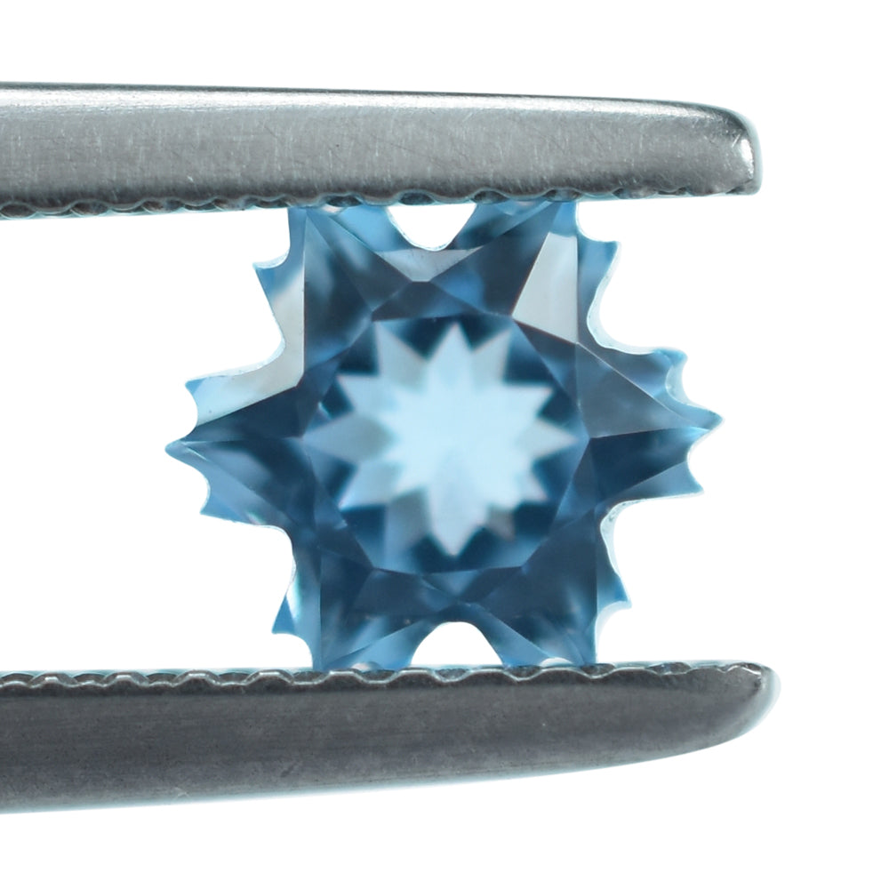 SWISS BLUE TOPAZ CUT SNOWFLAKE SHAPE 6MM (TH.-4.50MM) 1.19 Cts.