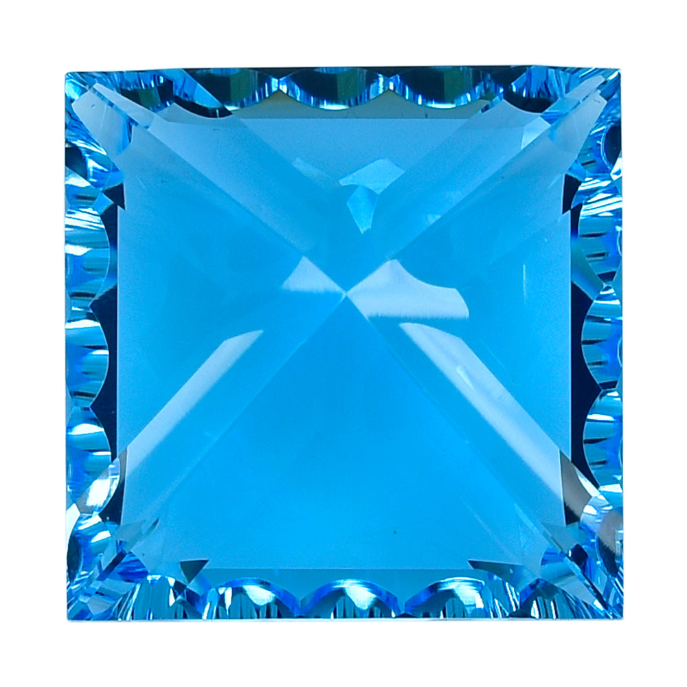 SWISS BLUE TOPAZ CONCAVE CUT SQUARE 20MM 43.05 Cts.