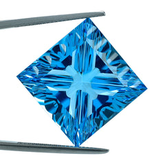 SWISS BLUE TOPAZ CONCAVE CUT SQUARE 20MM 43.05 Cts.