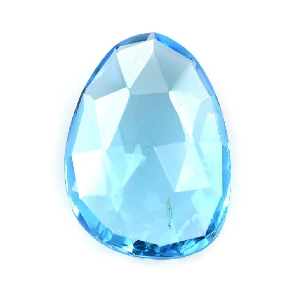 SWISS BLUE TOPAZ ROSE CUT BRIOLETTE PEARISH 14X10MM 5.30 Cts.