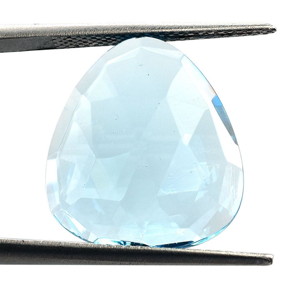 SWISS BLUE TOPAZ ROSE CUT BRIOLETTE TRILLIANISH 18X16MM 6.79 Cts.