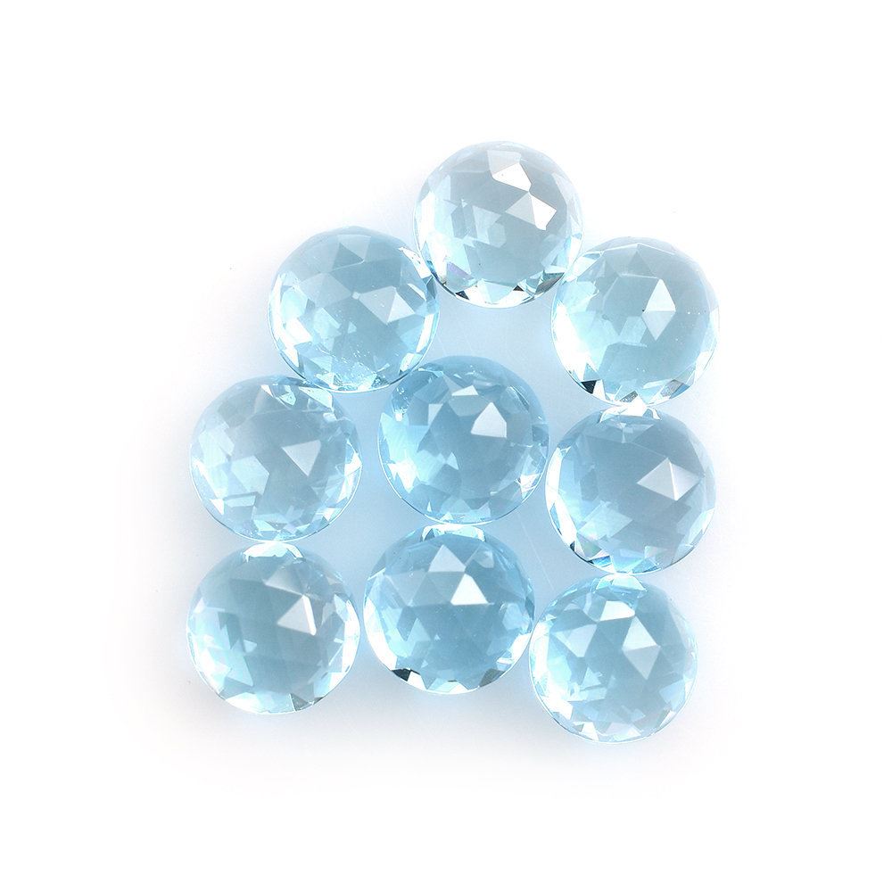 SWISS BLUE TOPAZ ROSE CUT ROUND CAB 6X6MM 1.06 Cts.