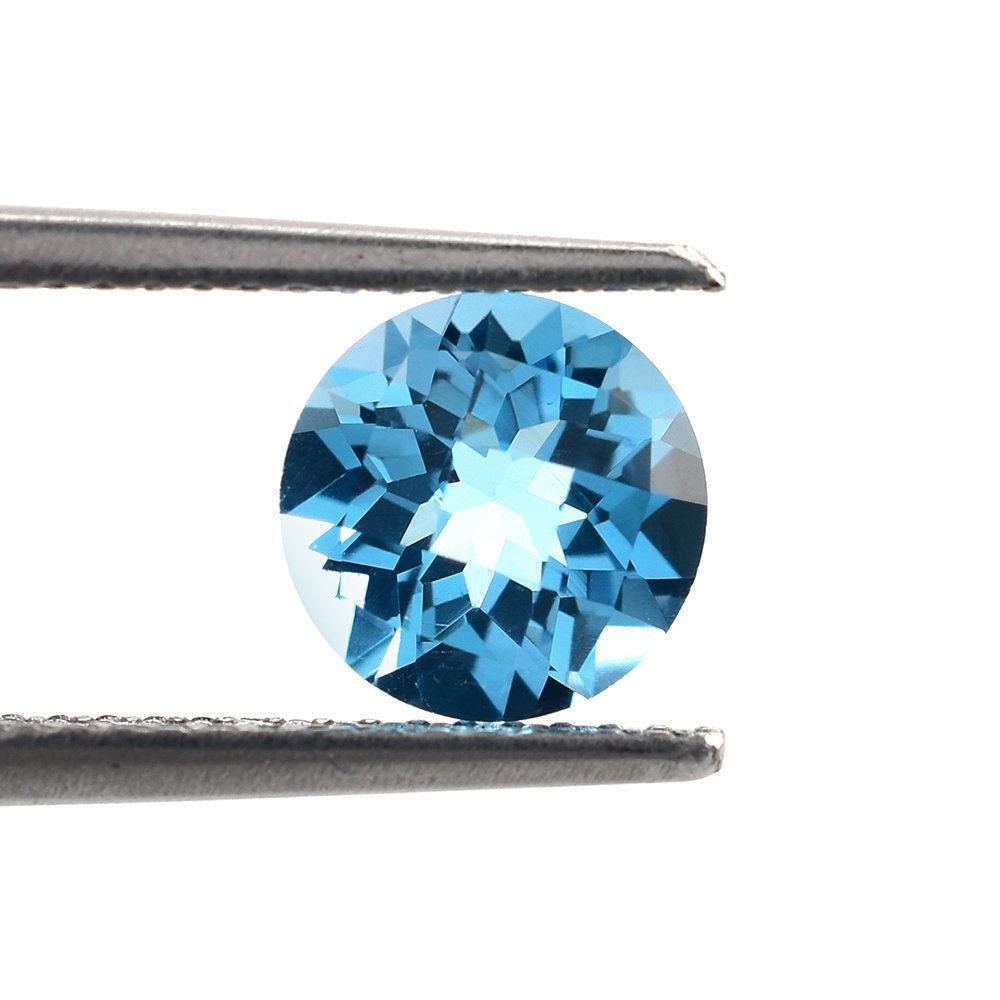 SWISS BLUE TOPAZ CHECKER CUT ROUND (MEDIUM/CLEAN) 7.00MM 1.65 Cts.